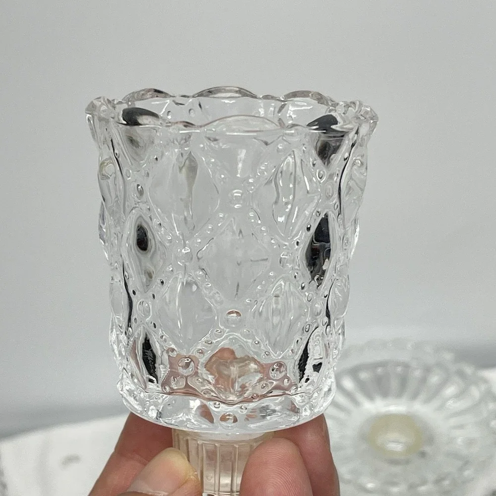 Vintage PartyLite Quilted Crystal Votive Candle Holder Pair Original Box P9246 - Picture 6 of 13